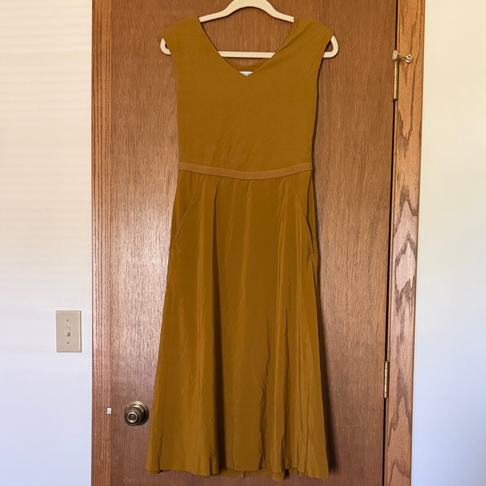 Athleta Sleeveless V-Neck Maxi Dress in Mustard Gold